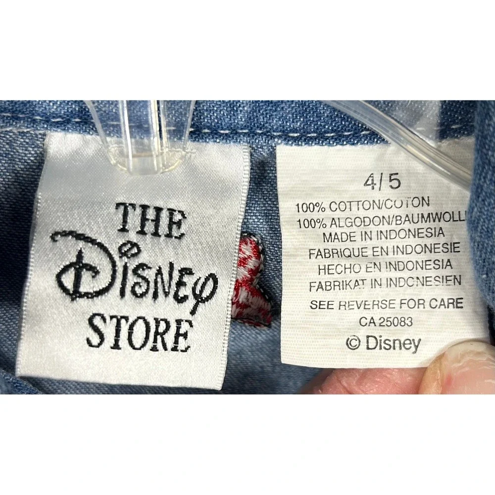 VTG Disney Store Denim Dress Girls 4/5‎ Mickey Minnie Mouse Embroidered 90s